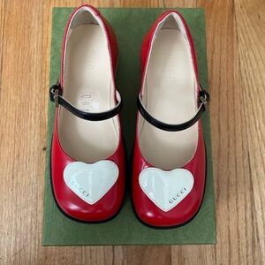 Gucci Red and White Kids Dress Shoes